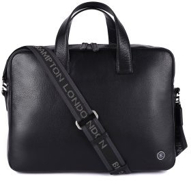 Шкіряна чоловіча сумка для ноутбука Brampton London Maven Black 94527 (чорного кольру, до 14")