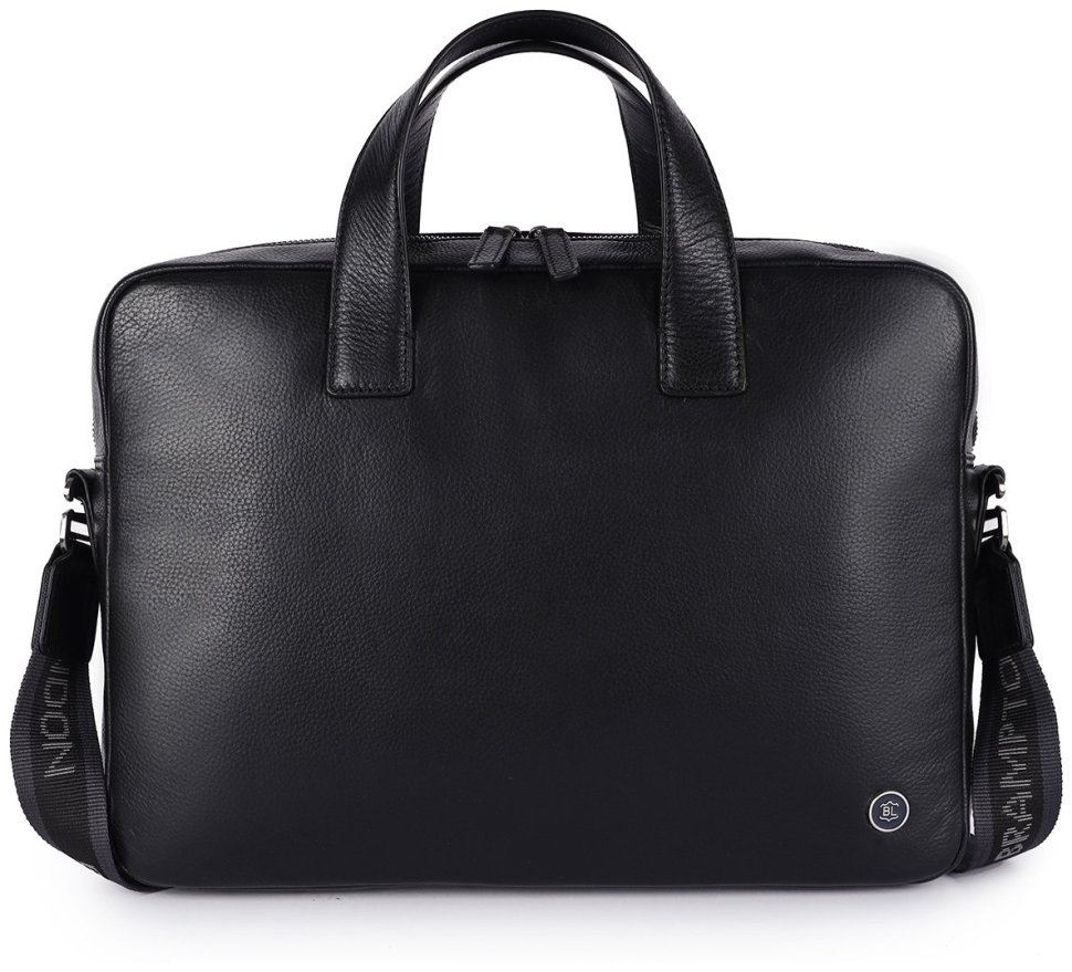 Шкіряна чоловіча сумка для ноутбука Brampton London Maven Black 94527 (чорного кольру, до 14") modnotak фото №2
