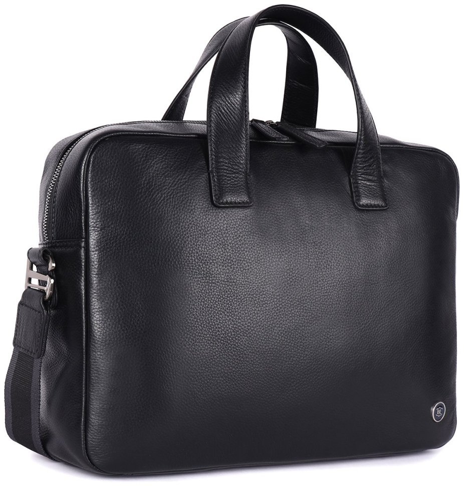 Шкіряна чоловіча сумка для ноутбука Brampton London Maven Black 94527 (чорного кольру, до 14") modnotak фото №3