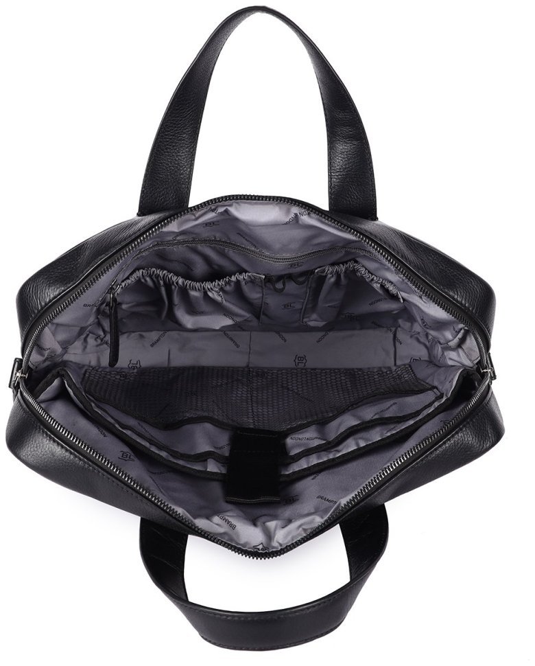 Шкіряна чоловіча сумка для ноутбука Brampton London Maven Black 94527 (чорного кольру, до 14") modnotak фото №6