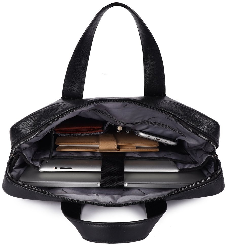 Шкіряна чоловіча сумка для ноутбука Brampton London Maven Black 94527 (чорного кольру, до 14") modnotak фото №7