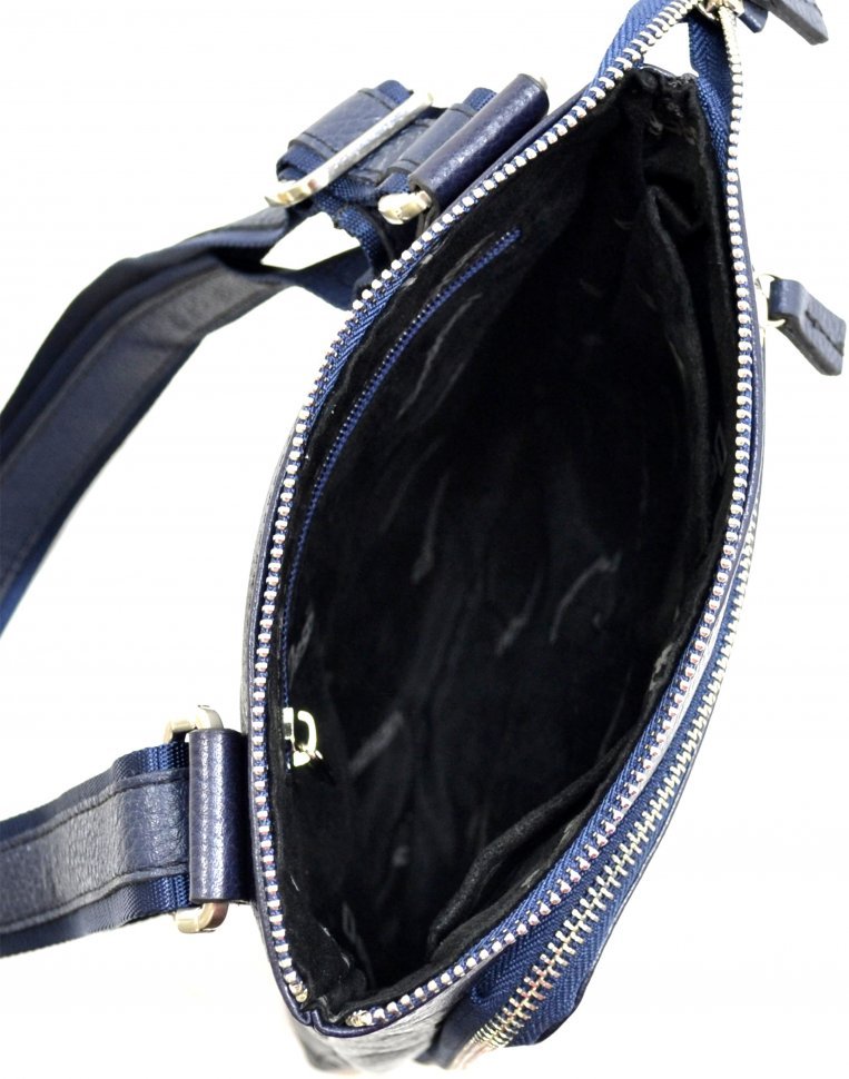 Черная кожаная мужская сумка-планшет небольшого размера на плечо Desisan (19214)