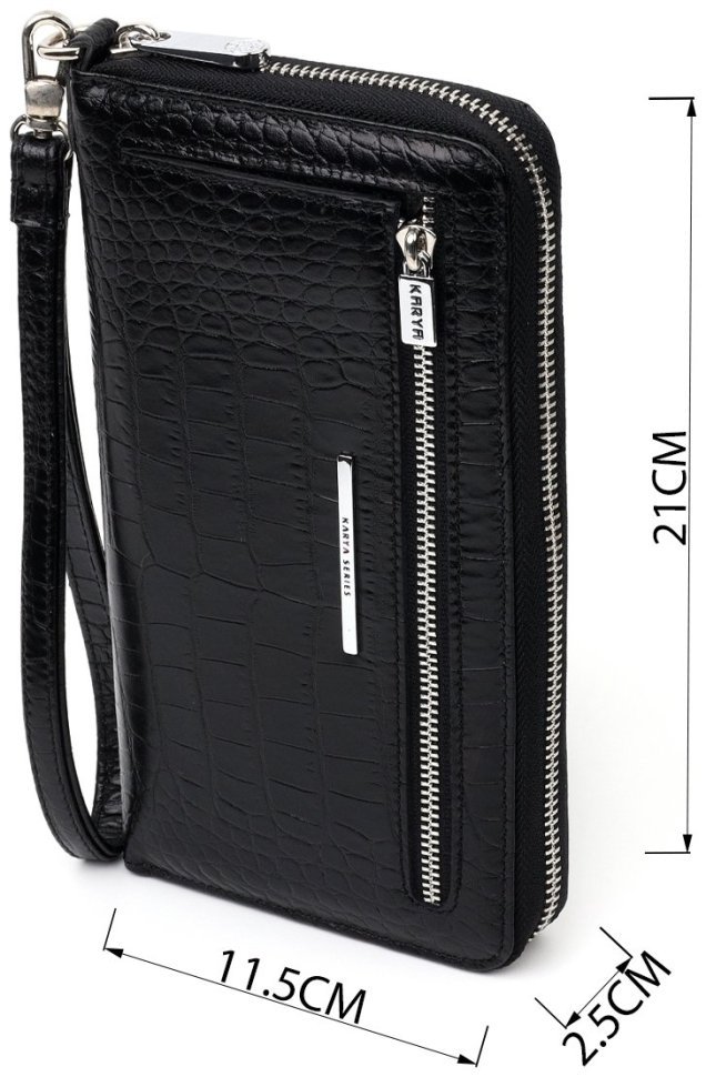 Добротний чоловічий клатч із натуральної шкіри під рептилію з блискавичною застібкою KARYA (2420913) modnotak фото №11