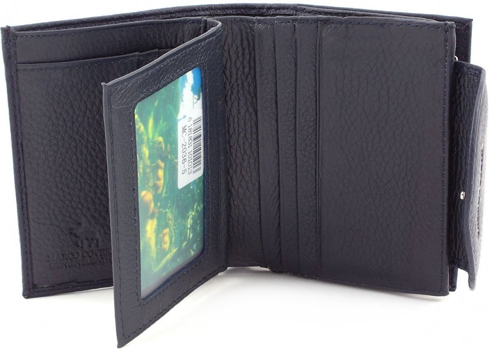 Темно-синій шкіряний гаманець вертикального типу Marco Coverna (18888)