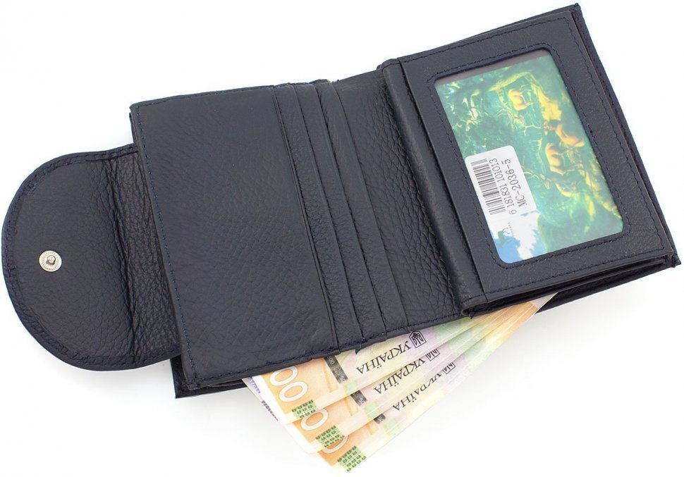 Темно-синій шкіряний гаманець вертикального типу Marco Coverna (18888)
