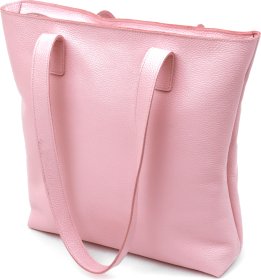 Рожева жіноча сумка-шоппер із натуральної шкіри з довгими ручками Shvigel (16356)
