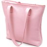 Розовая женская сумка-шоппер из натуральной кожи с длинными ручками Shvigel (16356) - 1