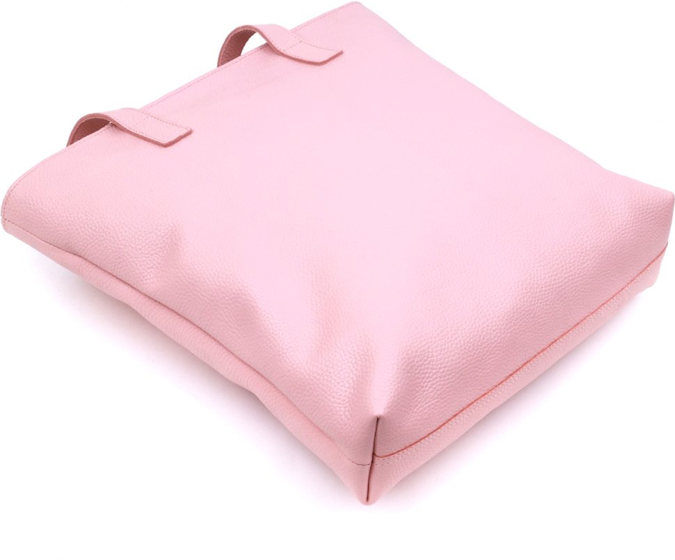Розовая женская сумка-шоппер из натуральной кожи с длинными ручками Shvigel (16356)