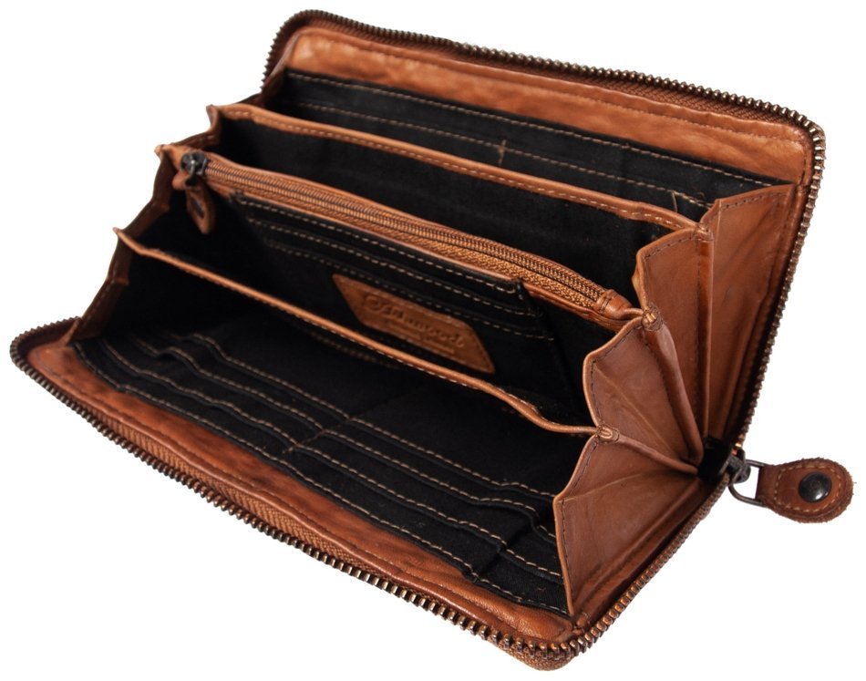 Винтажный женский кошелек из плетеной натуральной кожи на молнии Ashwood D81 коричневого цвета 95427 фото №3 Винтажный женский кошелек из плетеной натуральной кожи на молнии Ashwood D81 коричневого цвета 95427 modnotak фото №3