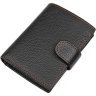 Черное мужское портмоне из кожи флотар с коричневой строчкой Vintage (2414591) - 1