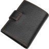 Черное мужское портмоне из кожи флотар с коричневой строчкой Vintage (2414591) - 2