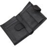 Черное мужское портмоне из кожи флотар с коричневой строчкой Vintage (2414591) - 6