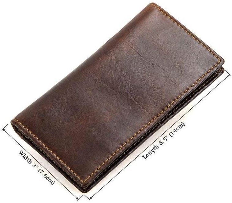 Вертикальна кредитниця подвійного складання з натуральної шкіри коричневого кольору Vintage 2414512