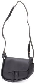 Городская женская сумка-седло из качественного кожзама через плечо Vintage чёрного цвета 96927
