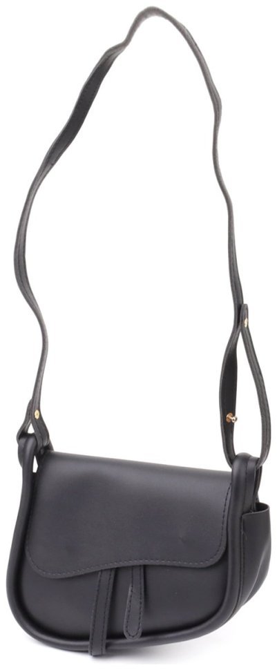 Городская женская сумка-седло из качественного кожзама через плечо Vintage чёрного цвета 96927 modnotak фото №1