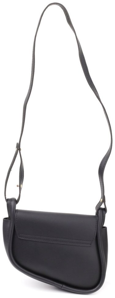 Городская женская сумка-седло из качественного кожзама через плечо Vintage чёрного цвета 96927 modnotak фото №2