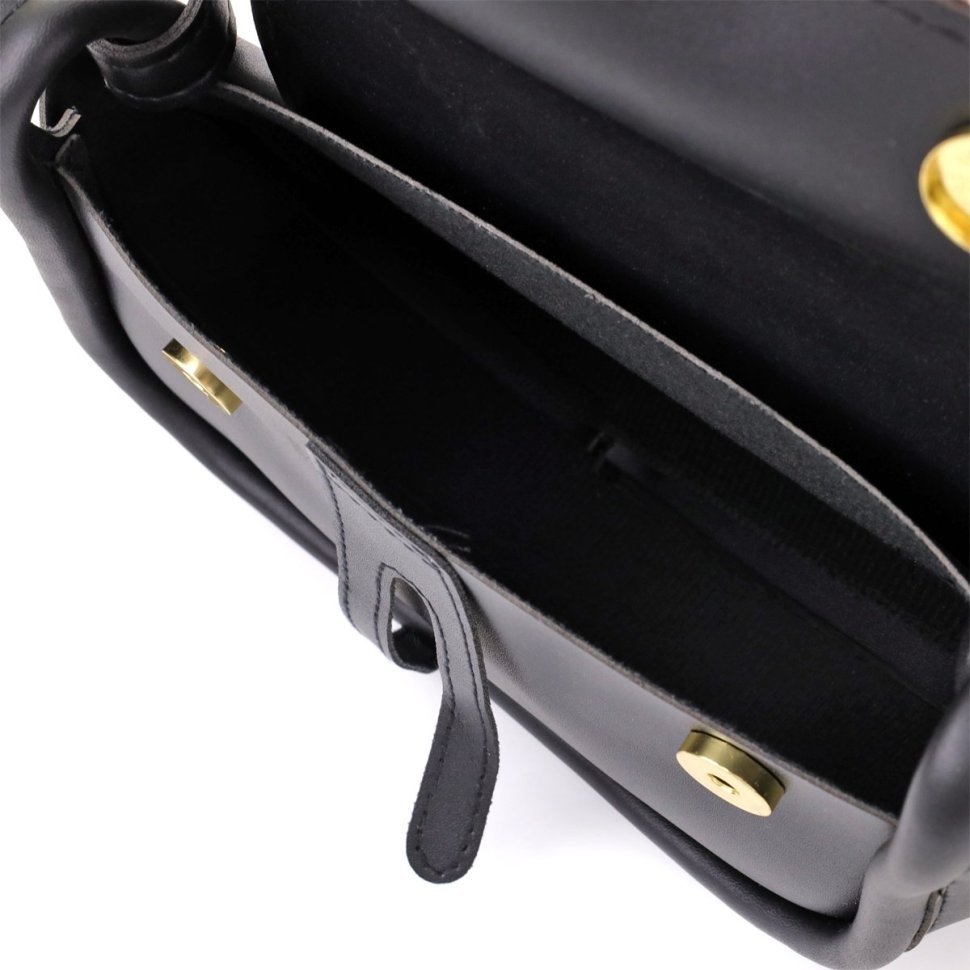 Городская женская сумка-седло из качественного кожзама через плечо Vintage чёрного цвета 96927 modnotak фото №5