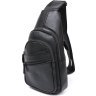 Стильная кожаная мужская сумка-слинг через плечо в классическом черном цвете Vintage (2420672) - 1