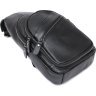 Стильная кожаная мужская сумка-слинг через плечо в классическом черном цвете Vintage (2420672) - 3
