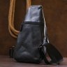 Стильная кожаная мужская сумка-слинг через плечо в классическом черном цвете Vintage (2420672) - 7