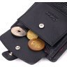 Функциональное мужское портмоне из черной зернистой кожи на кнопке KARYA (2421329) - 6