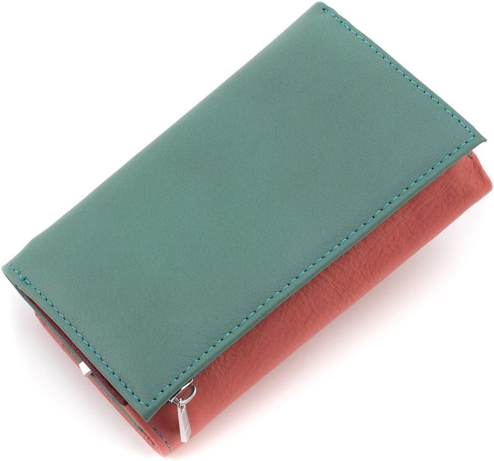 Різнобарвний жіночий гаманець із натуральної шкіри на магнітах ST Leather 1767327