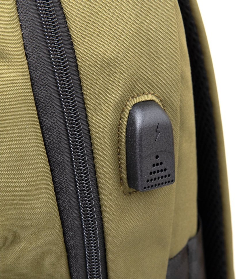 Оливковий рюкзак з міцного текстилю з відділенням під ноутбук Vintage (20623)