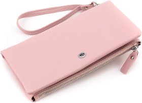 Жіночий рожевий гаманець з натуральної шкіри на дві блискавки ST Leather 1767427