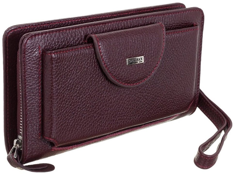 Женский кошелек с отделением для телефона Desisan 107627 с кистевым ремешком бордового цвета modnotak фото №3