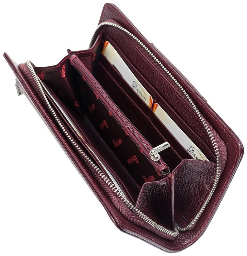 Женский кошелек с отделением для телефона Desisan 107627 с кистевым ремешком бордового цвета modnotak фото №5