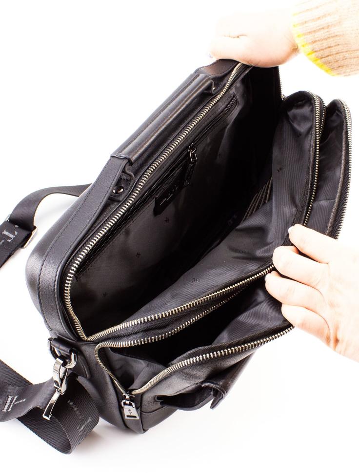 Каркасная кожаная сумка с ручкой и ремнем на плечо H.T. Leather (10552)