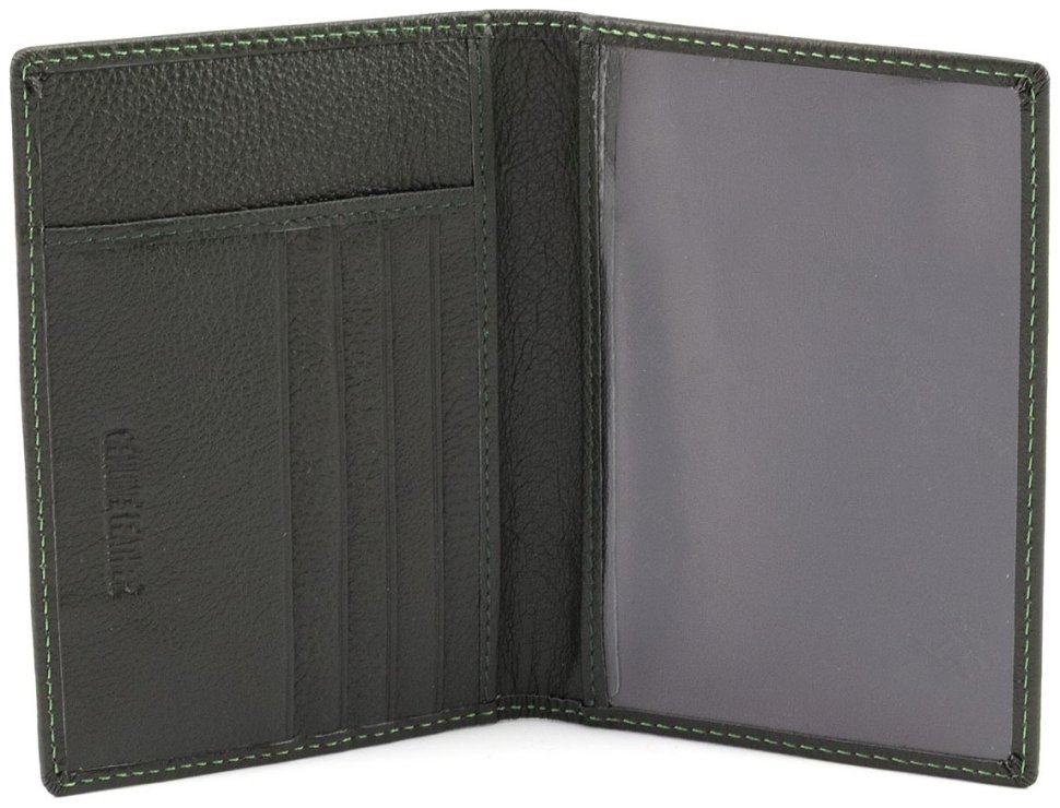 Кожаная в зеленом цвете обложка для паспорта и отделениями для карточек ST Leather 97727 modnotak фото №2
