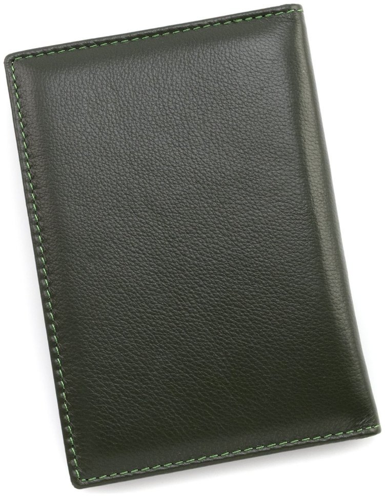 Кожаная в зеленом цвете обложка для паспорта и отделениями для карточек ST Leather 97727 modnotak фото №3