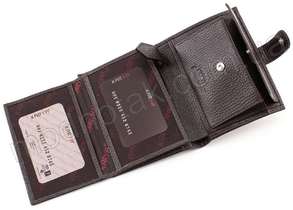 Кожаный вертикальный кошелек на кнопке KARYA (0957-39)