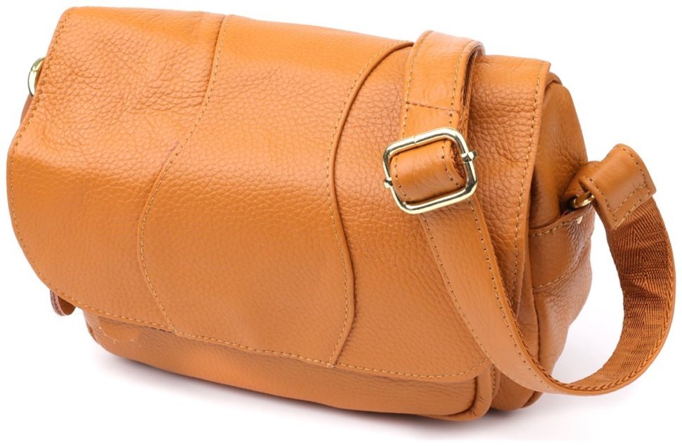 Женская сумка из натуральной фактурной кожи через плечо Vintage 98127 рыжего цвета modnotak фото №1