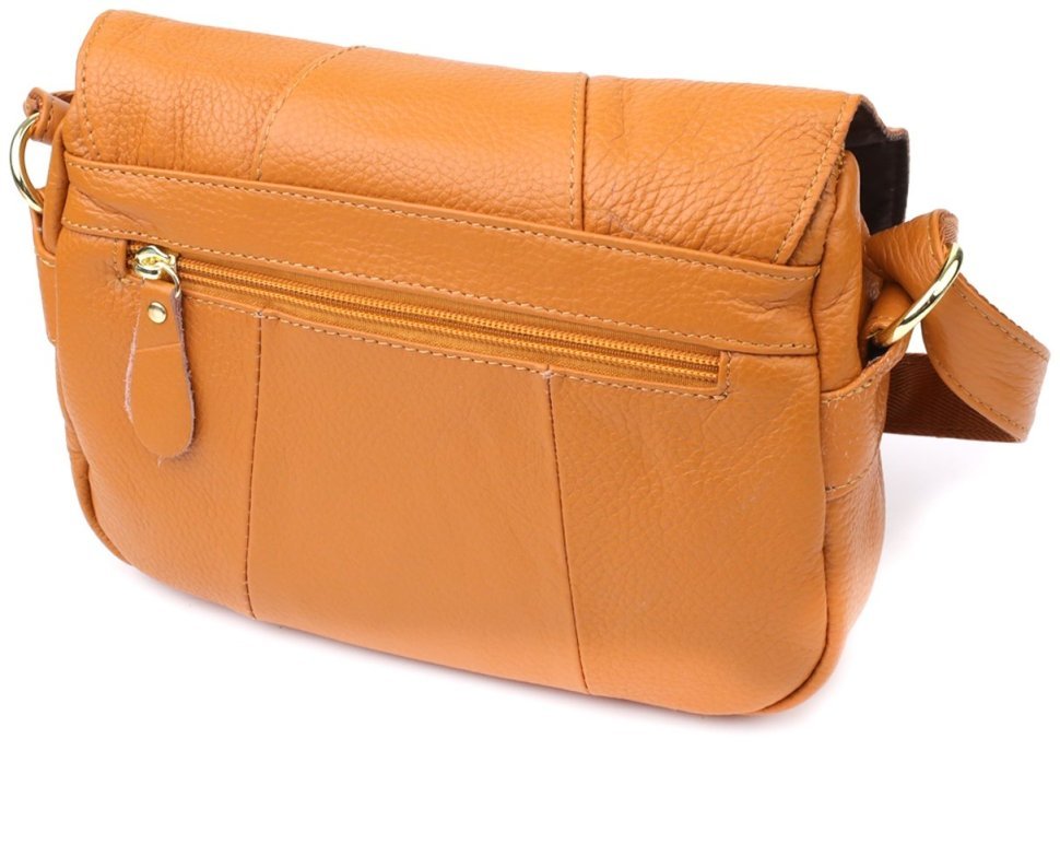 Женская сумка из натуральной фактурной кожи через плечо Vintage 98127 рыжего цвета modnotak фото №2