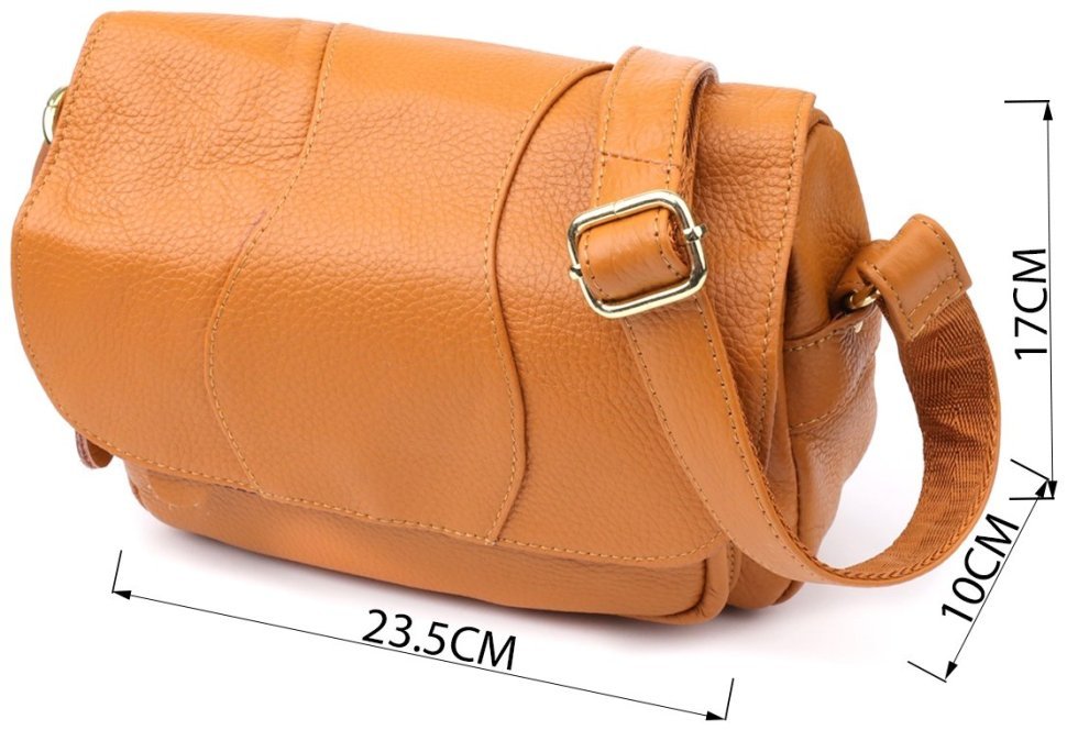 Женская сумка из натуральной фактурной кожи через плечо Vintage 98127 рыжего цвета modnotak фото №3