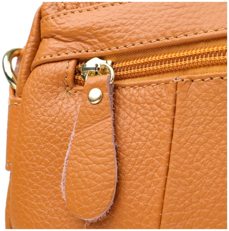 Женская сумка из натуральной фактурной кожи через плечо Vintage 98127 рыжего цвета modnotak фото №5