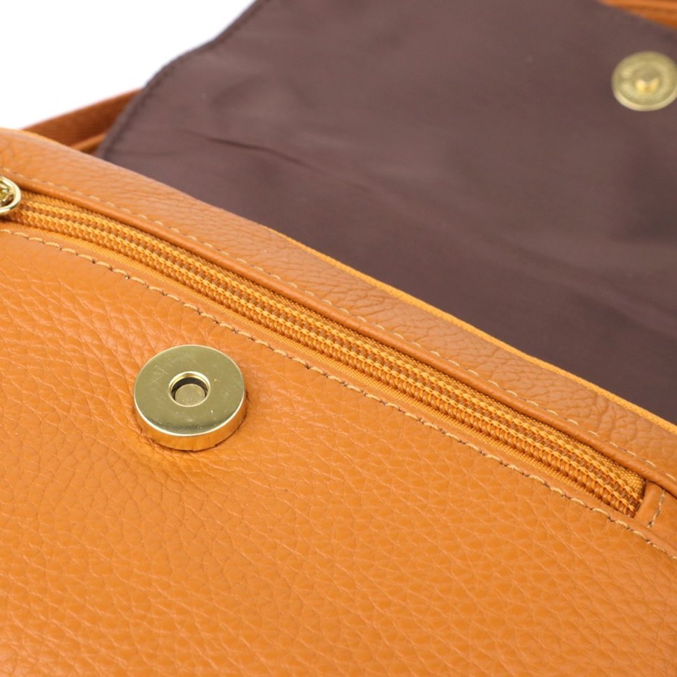 Женская сумка из натуральной фактурной кожи через плечо Vintage 98127 рыжего цвета modnotak фото №6