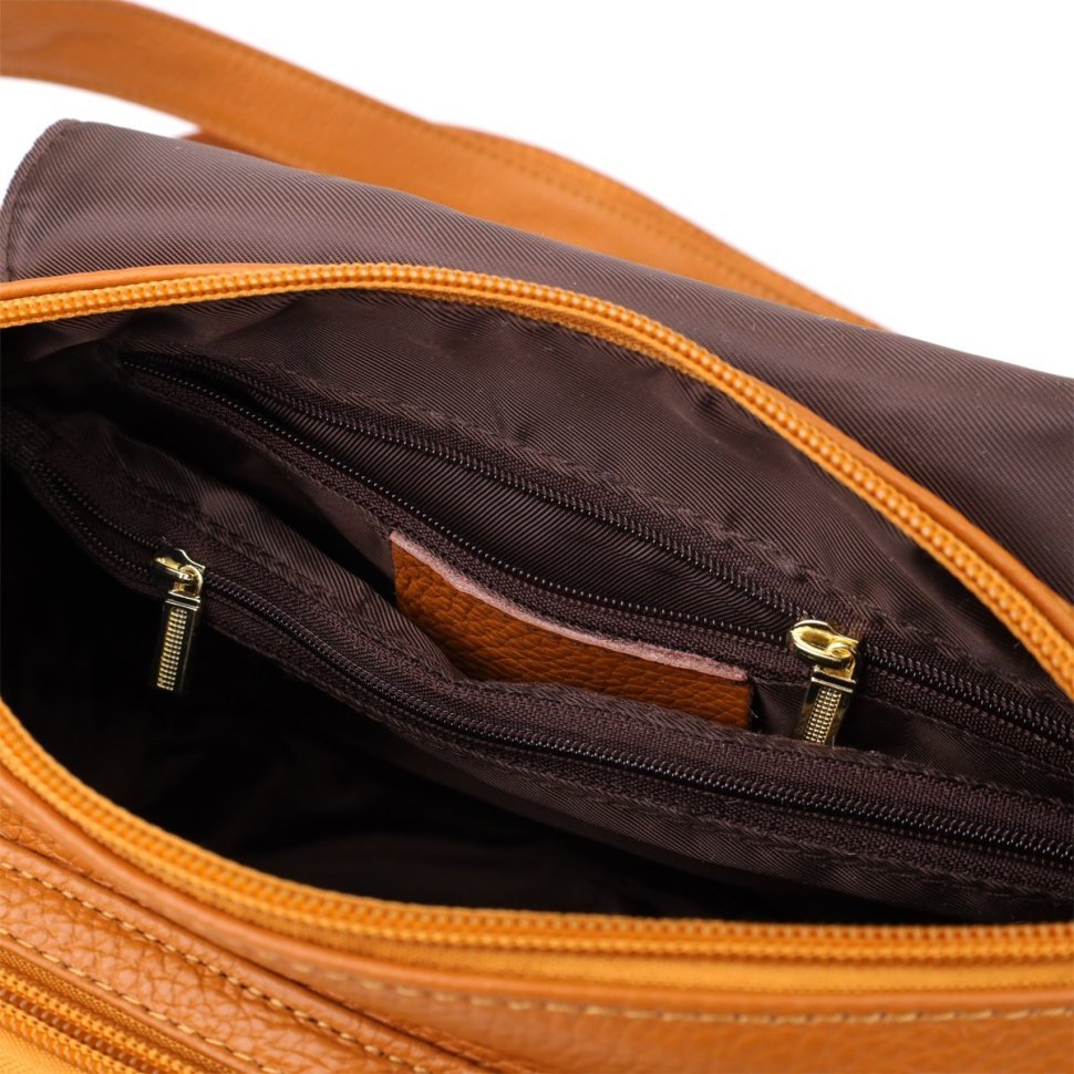 Женская сумка из натуральной фактурной кожи через плечо Vintage 98127 рыжего цвета modnotak фото №8