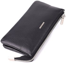 Повседневный клатч из фактурной кожи черного цвета со съемным блоком для карт Tony Perotti 108527