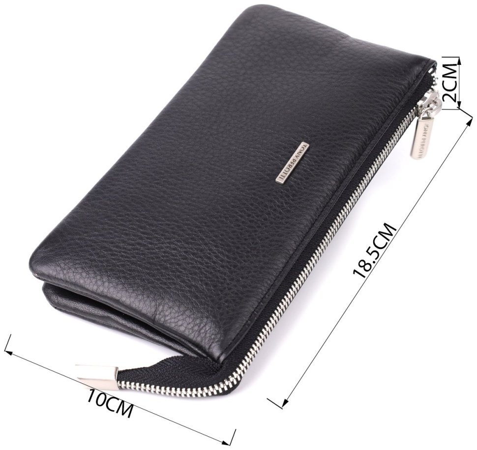 Повседневный клатч из фактурной кожи черного цвета со съемным блоком для карт Tony Perotti 108527 modnotak фото №3