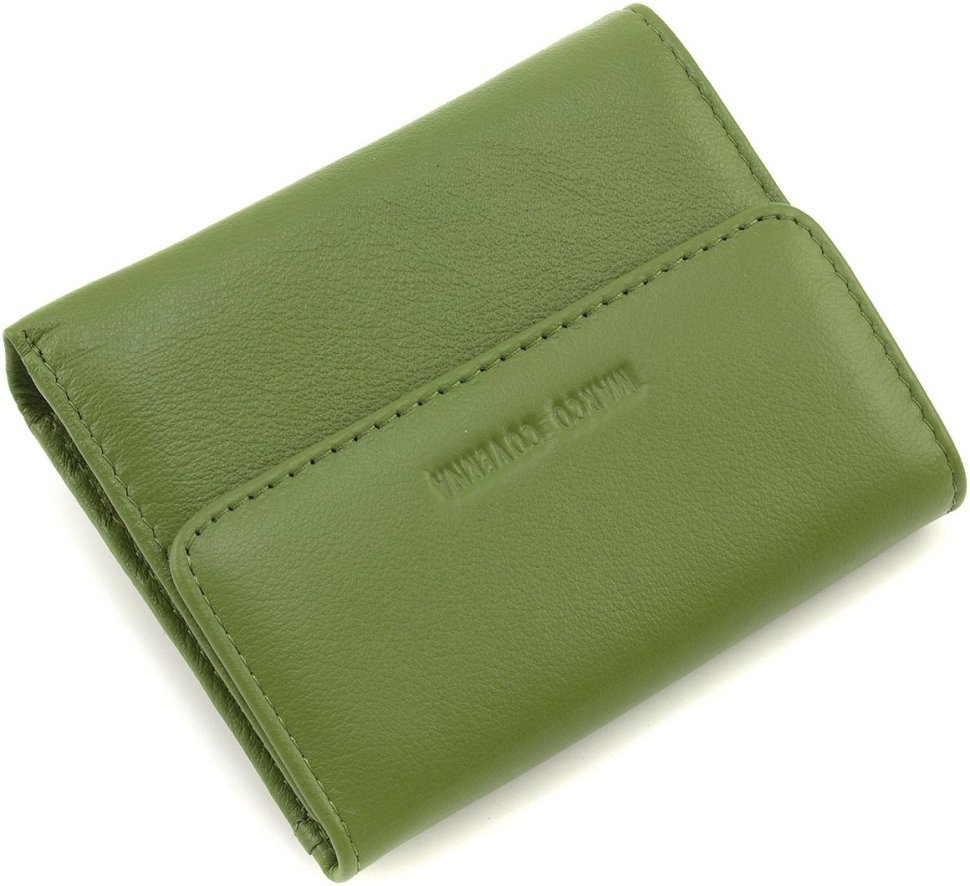 Компактний жіночий гаманець із натуральної шкіри оливкового кольору Marco Coverna 68627