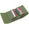 Компактный женский кошелек из натуральной кожи оливкового цвета Marco Coverna 68627 - 6