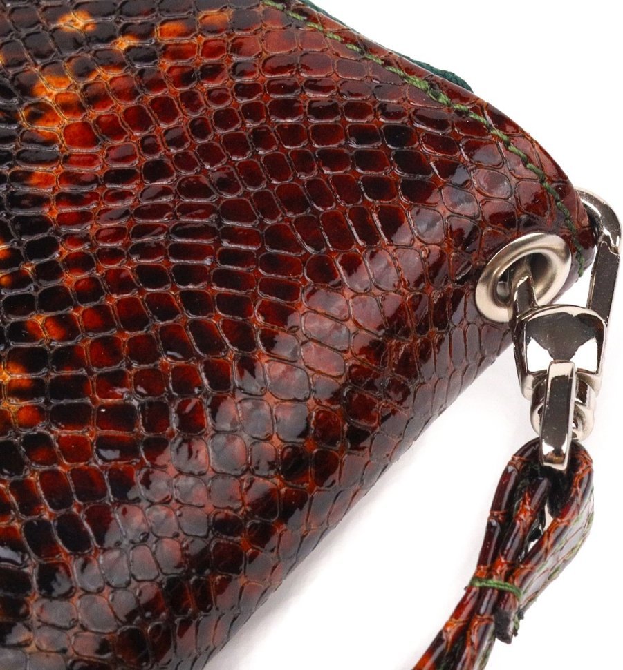 Разноцветный женский кошелек большого размера из натуральной фактурной кожи с принтом под змею CANPELLINI (2421618) 