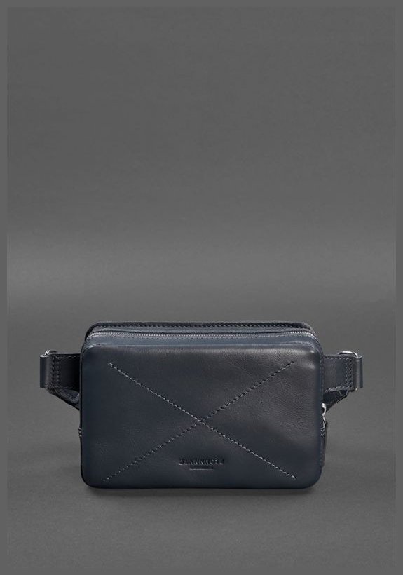Кожаная поясная женская сумка темно-синего цвета BlankNote Dropbag Mini 78827