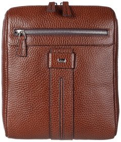 Стильна чоловіча сумка планшет із натуральної шкіри рудого кольору DESISAN 80128