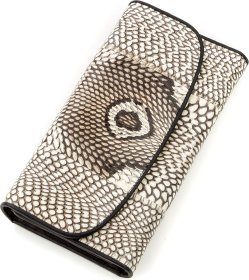 Горизонтальний гаманець сірого кольору зі шкіри пітона SNAKE LEATHER (024-18548)