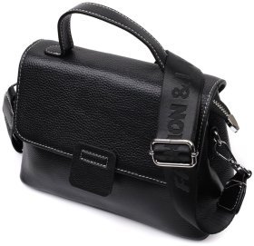 Классическая женская сумка среднего размера из натуральной кожи черного цввета Vintage 2422291