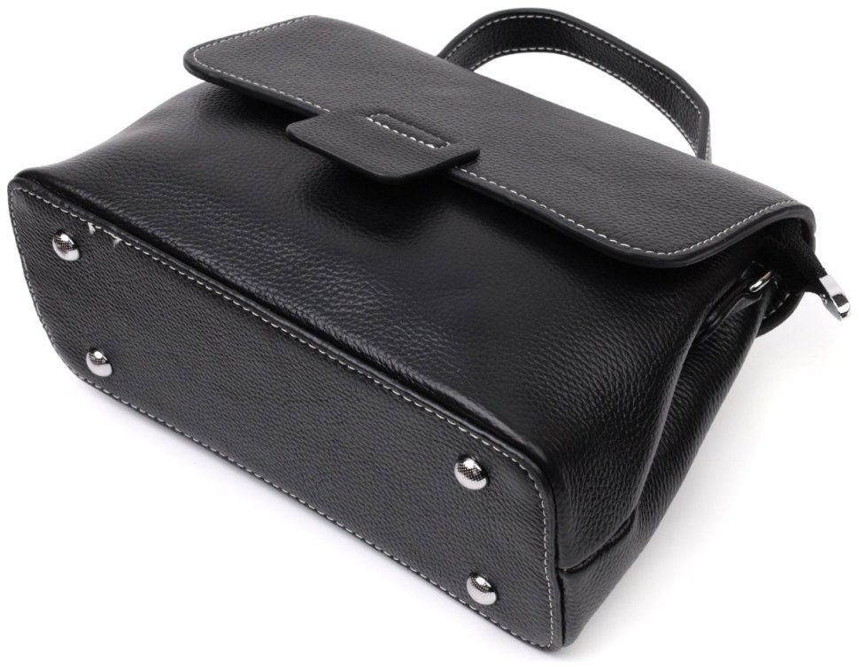 Класична жіноча сумка середнього розміру з натуральної шкіри чорного кольору Vintage 2422291